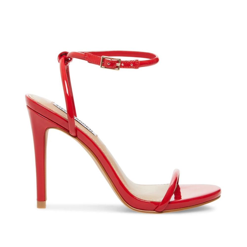 Steve Madden Red Fate Patent Strappy Sandal Heels - Size 8